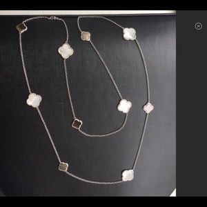 MOP clover necklace 925 40" long